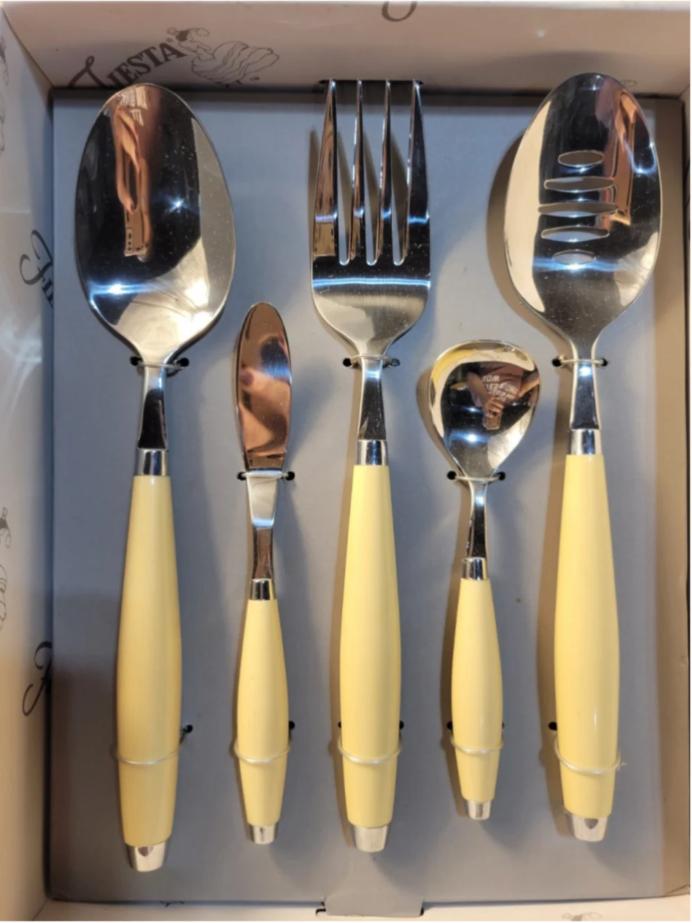 Fiesta 5 Piece Hostess Set Flatware Utensils Serving IVORY Homer Laughlin HLC